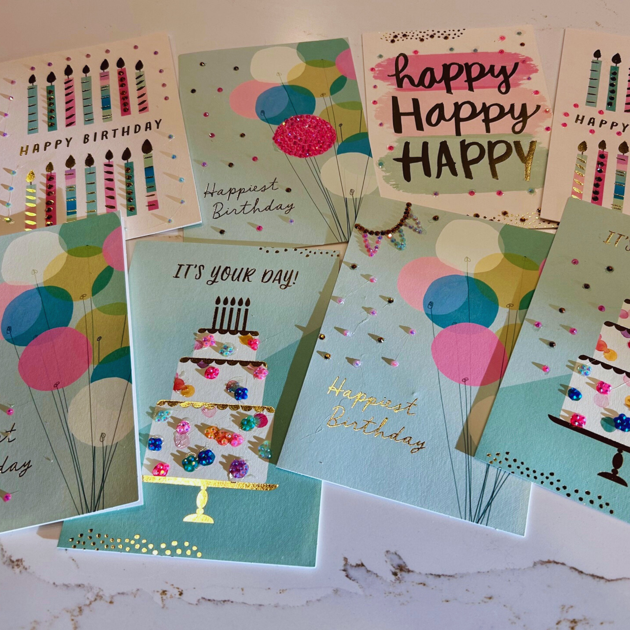 Bedazzled Hallmark Birthday Cards (Set of 4)
